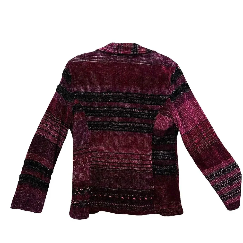 Margaret Lent Chenille Luxury Jacket Fiber Artist RICH ART WOW Handwoven Size M